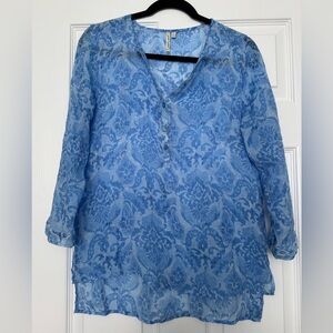 Grand & Greene Blue Paisley Relaxed Blouse